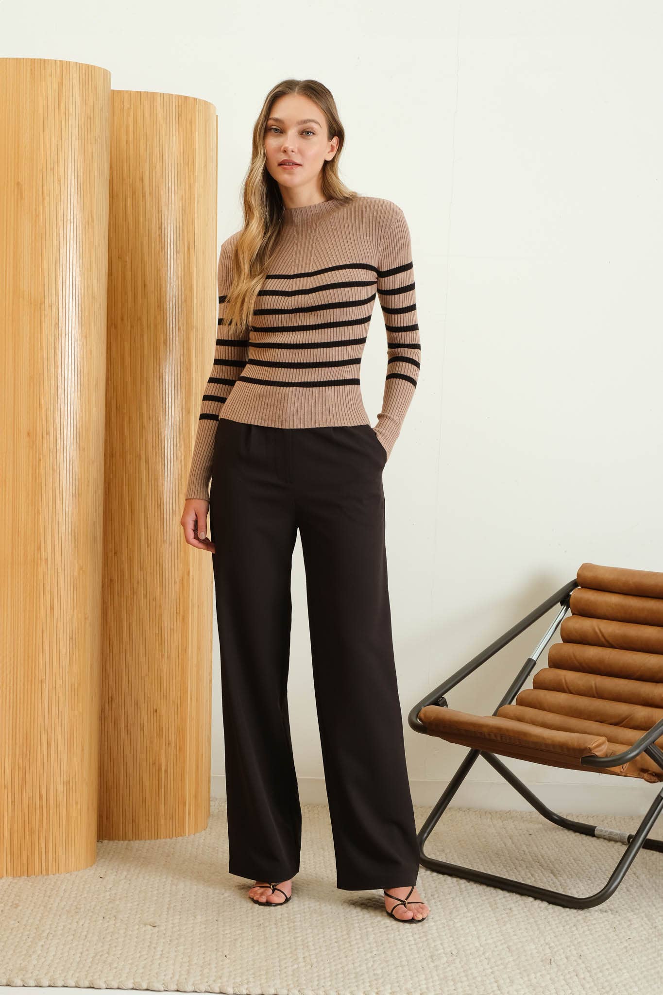 Williamsburg Mock Neck Striped Top