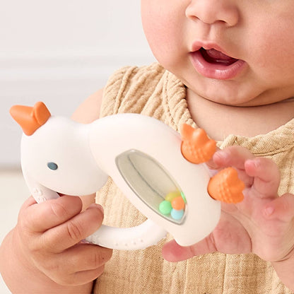 Itzy Ritzy Bitzy Shake™ - Silicone Teether with Rattle: Goose