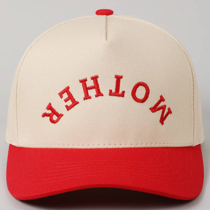 Mother Upside Down Embroidered Red Hat