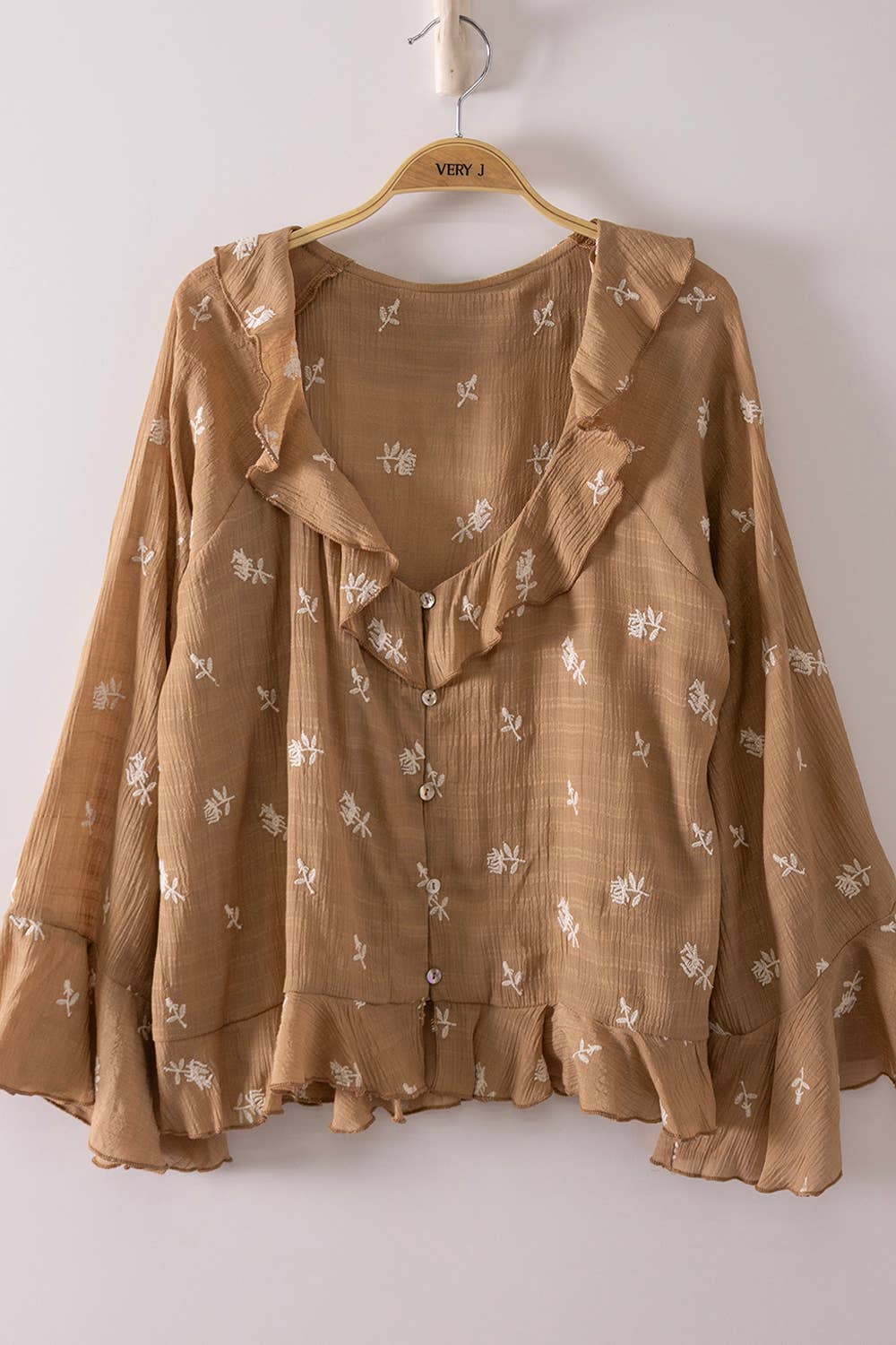 Maeve Embroidered Ruffled Blouse