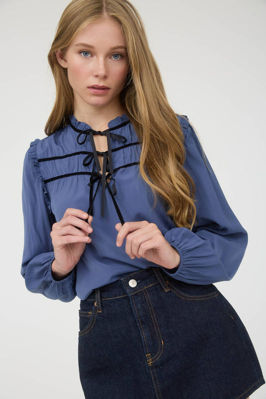 **SALE!** Hannah Silky Tie Longsleeve Blouse