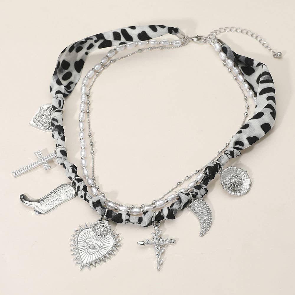 Jolene Scarf Western Charm Black Leopard Necklace