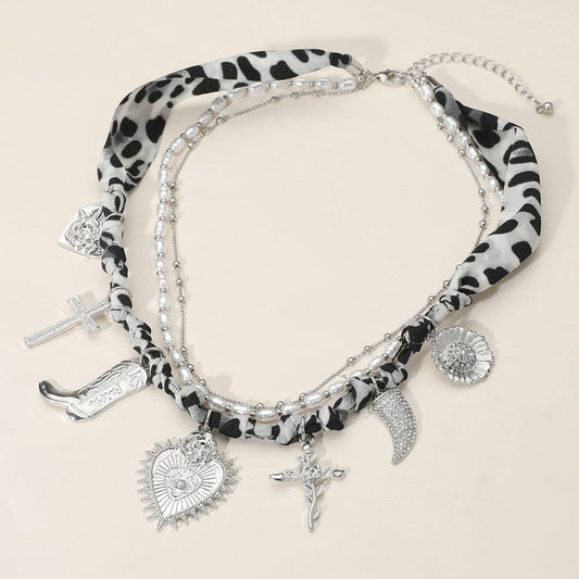 Jolene Scarf Western Charm Black Leopard Necklace