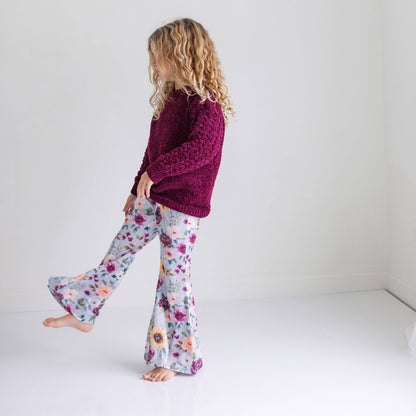 Girls Plum Floral Pant Set