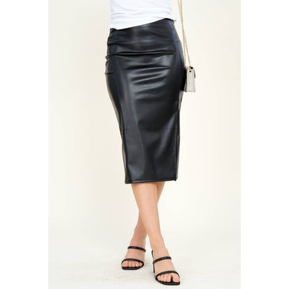 Faux Leather Midi Skirt