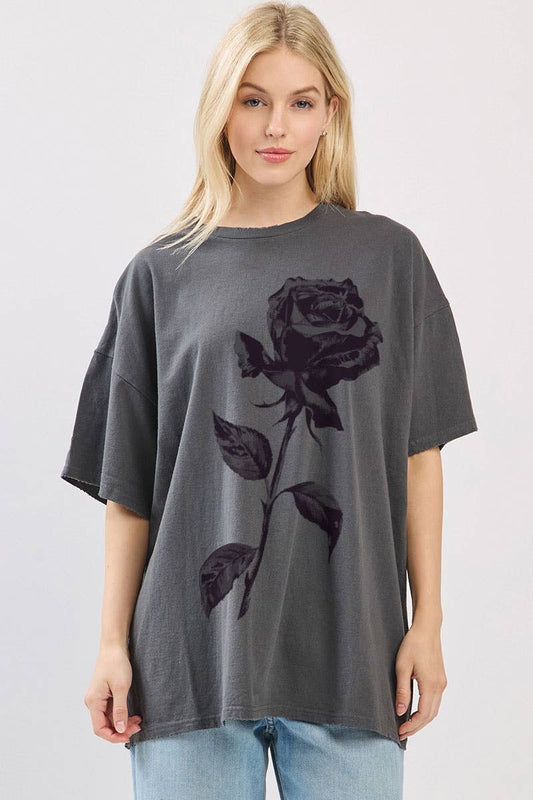 Black Rose Oversized Tee