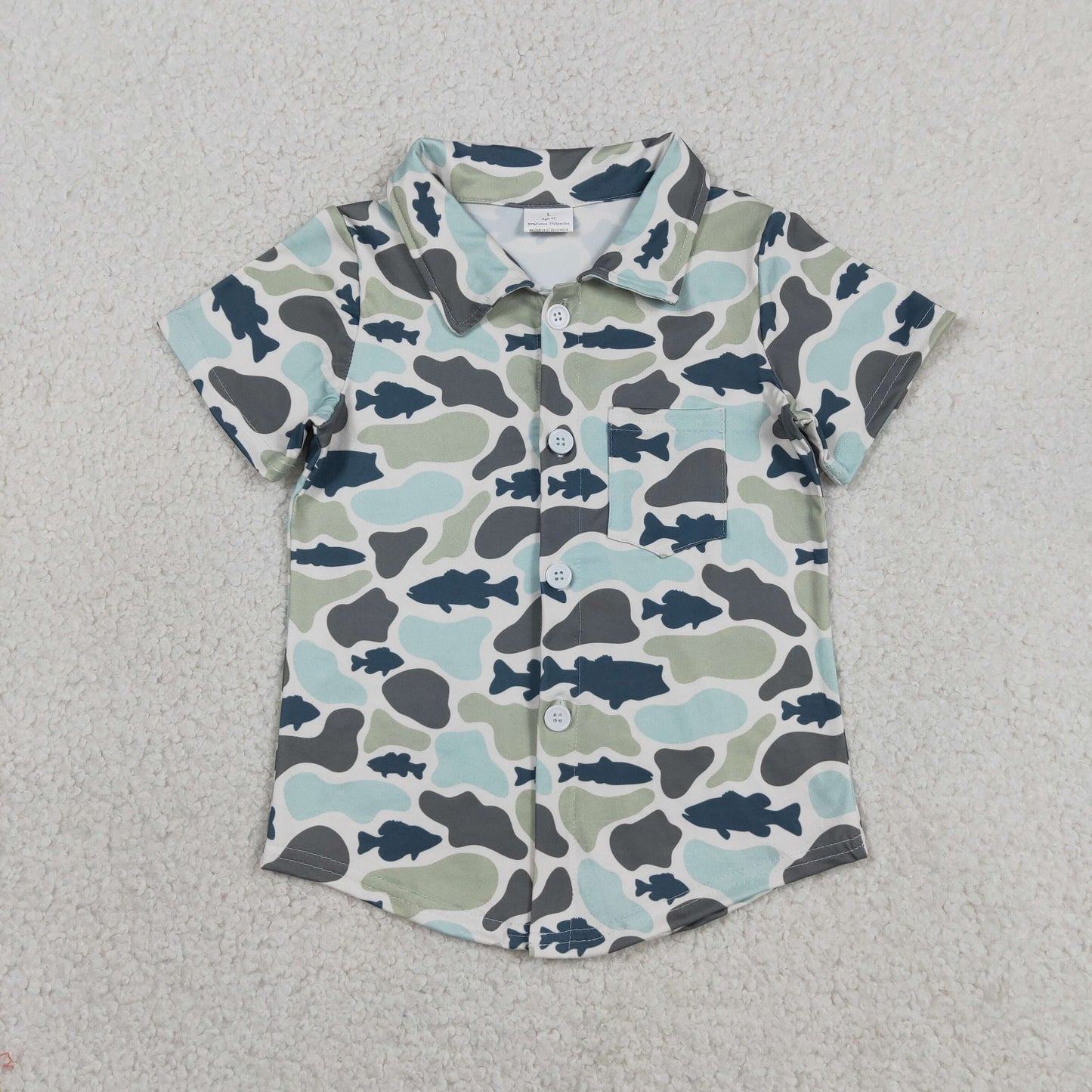 Boys Fishing Camo Buttondown Shirt