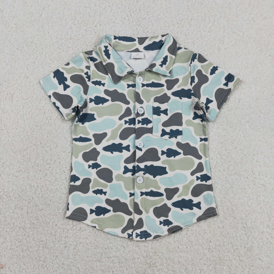Boys Fishing Camo Buttondown Shirt