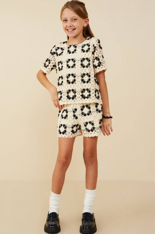 Girls Quilted Crochet Top