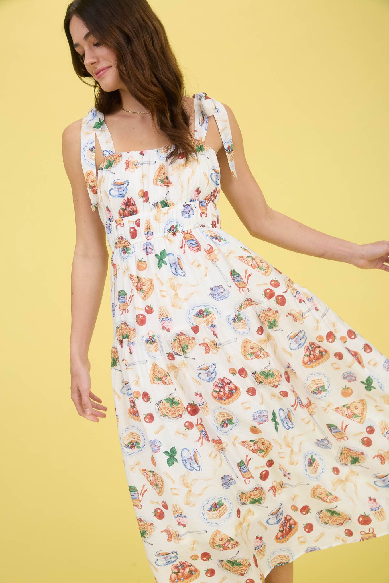 Tea Time Print Midi Dress