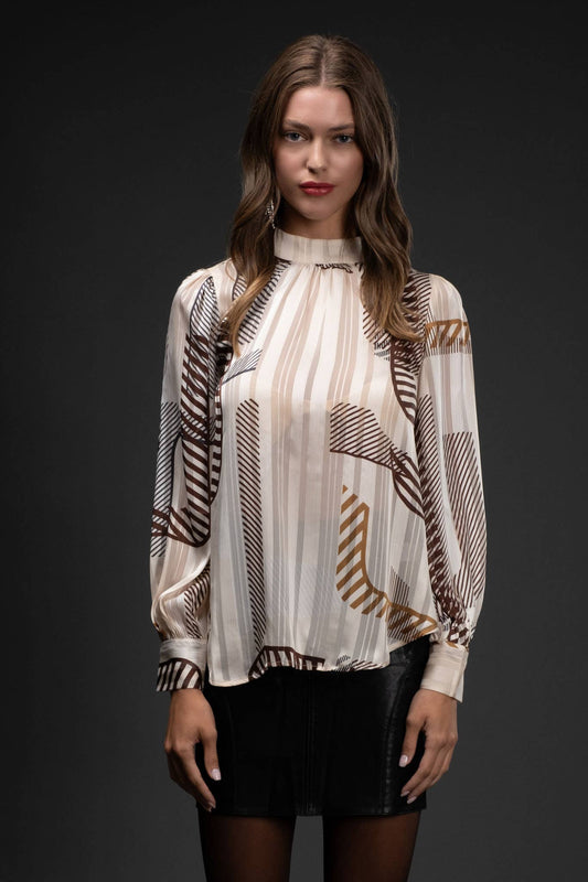 **SALE!** Carlin Sheer Abstract Blouse