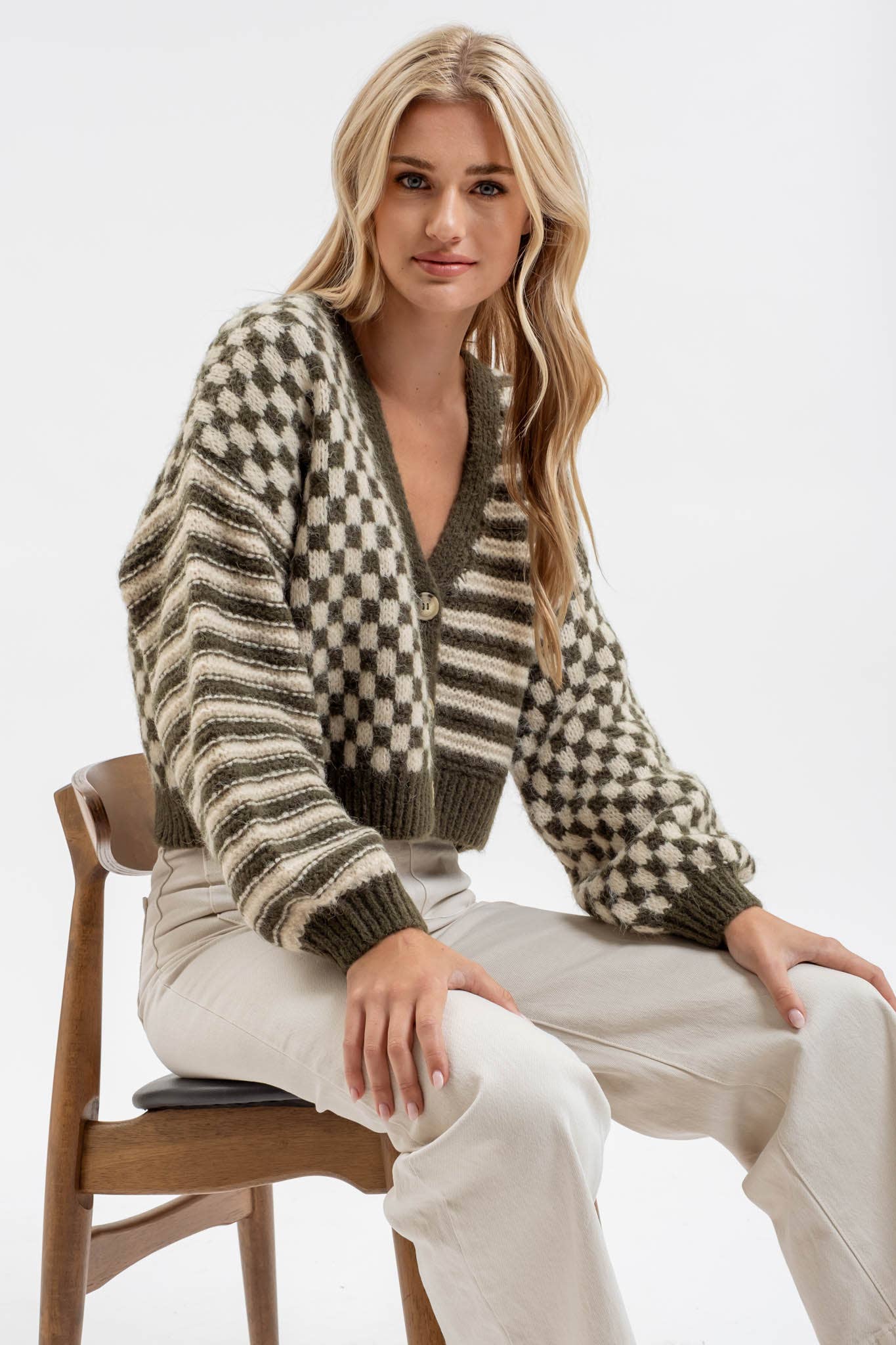 Versailles Striped & Checkered Cardigan