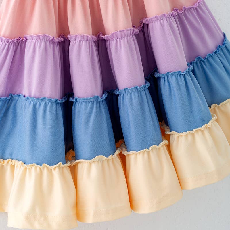 Girls Rainbow Smocked Dress