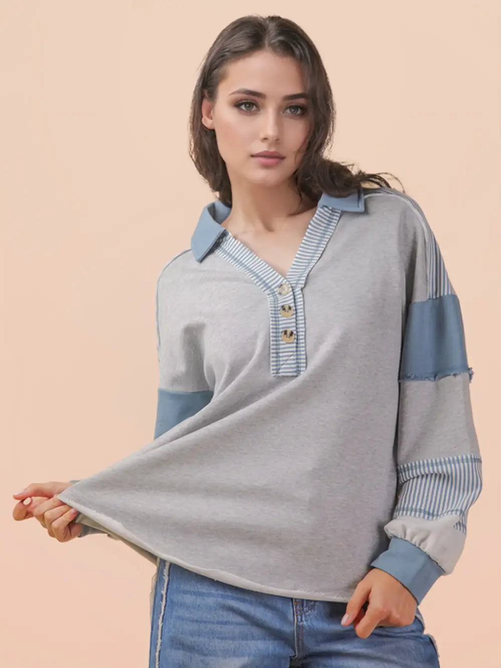 Maher Rugby Button Oversized Top