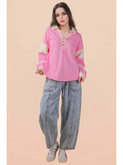 Maher Rugby Button Oversized Top