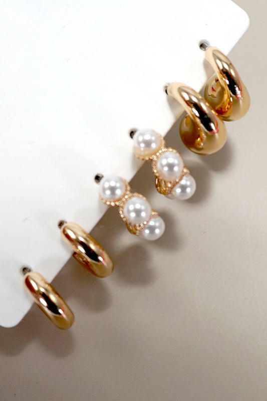 Constance Pearl Set of Huggie Earrings