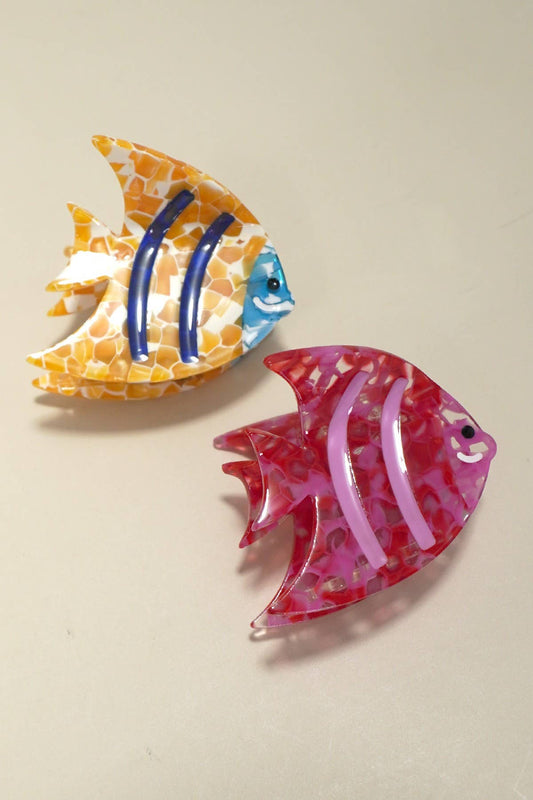 Acetate Tropical Mosaic Fish Claw Clip