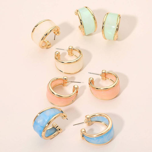 Darla Marbled Resin Hoop Earrings