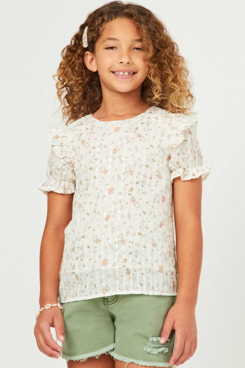Girls Sheer Floral Whimsy Blouse