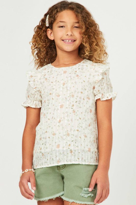 Girls Sheer Floral Whimsy Blouse