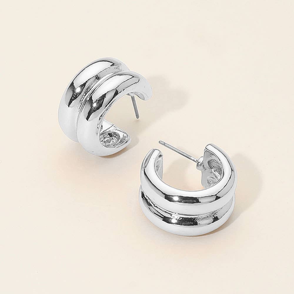 Darya Dual Chunky Two-Tone Hoop Earrings