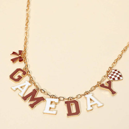 Game Day Maroon Letter Charm Necklace