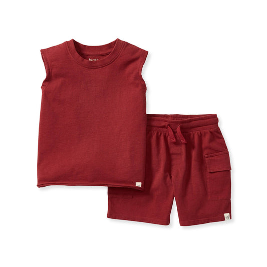 Boys Burt's Bees Red Cargo Short Set