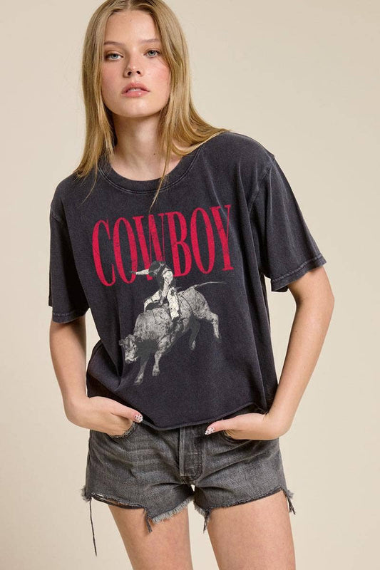Cowboy Bullrider Crop Tee