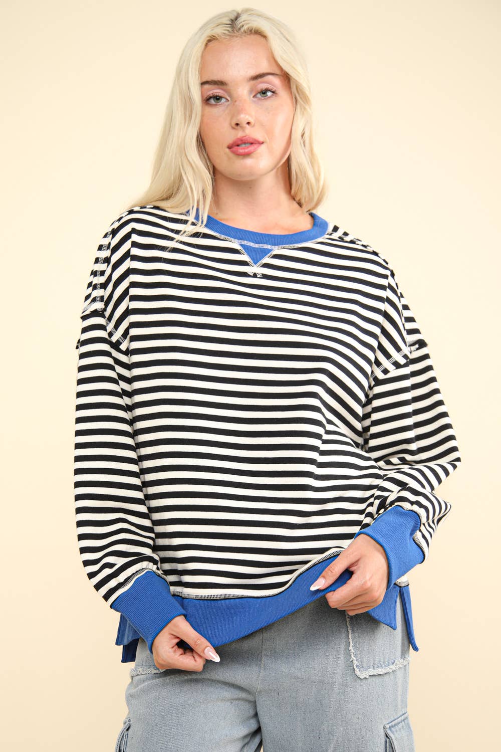 Montrouge Striped Raglan Oversized Top