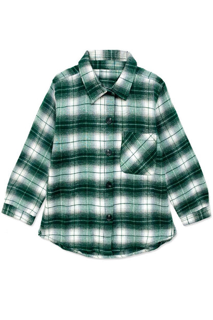 Girls Jamie Plaid Green & White Buttondown