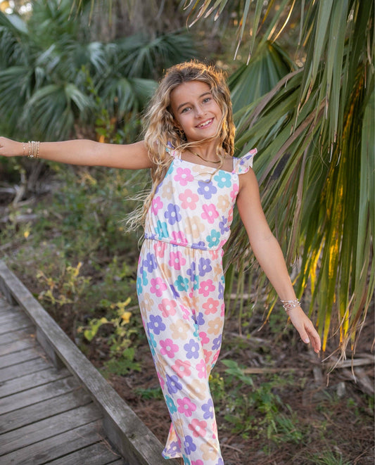 Girls Mod Floral Jumpsuit