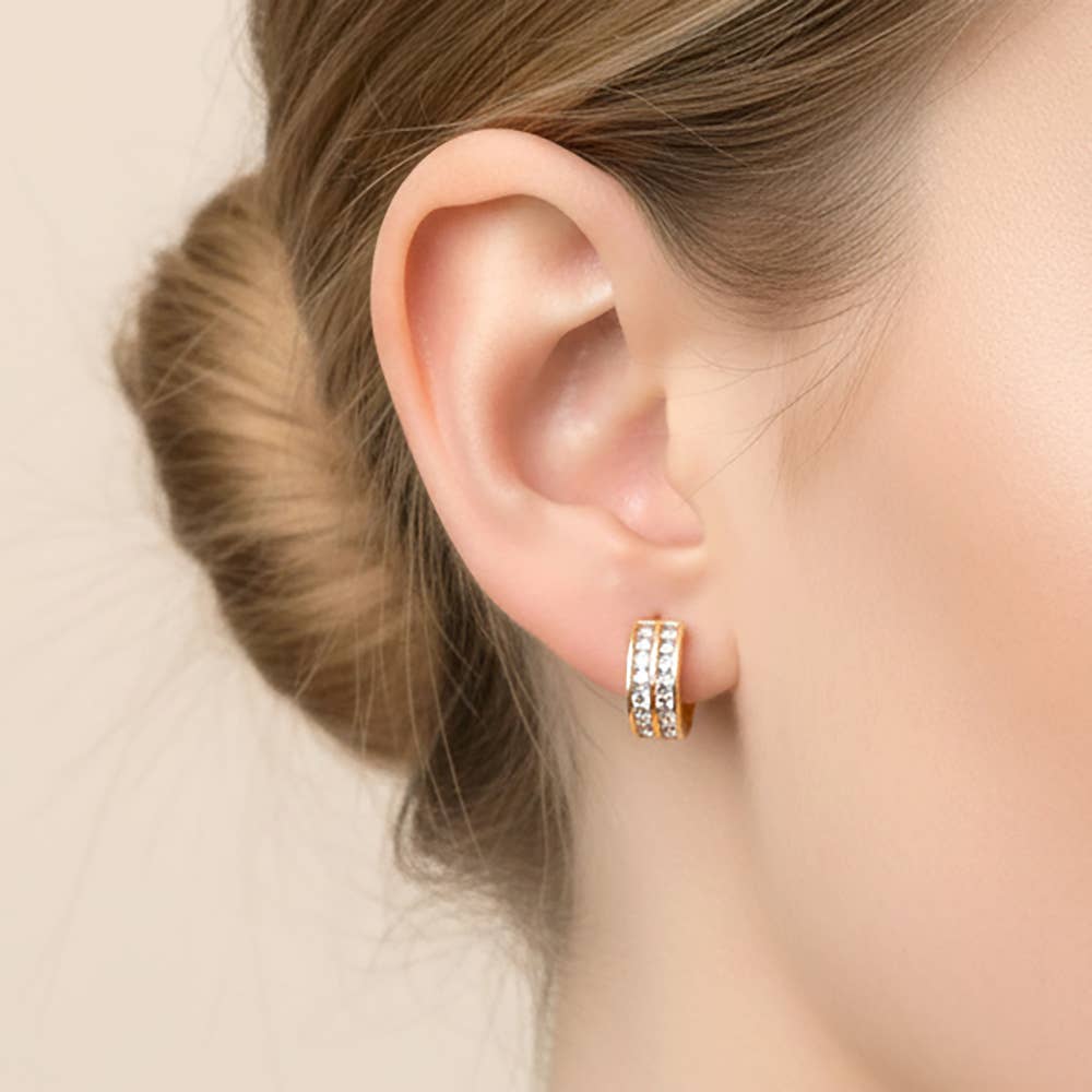 Charity Crystal Huggie Hoop Earrings