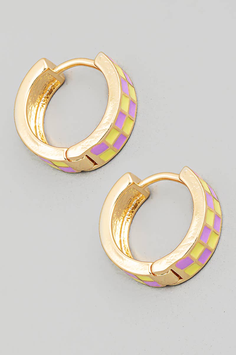 St Malo Checkered Huggie Earrings