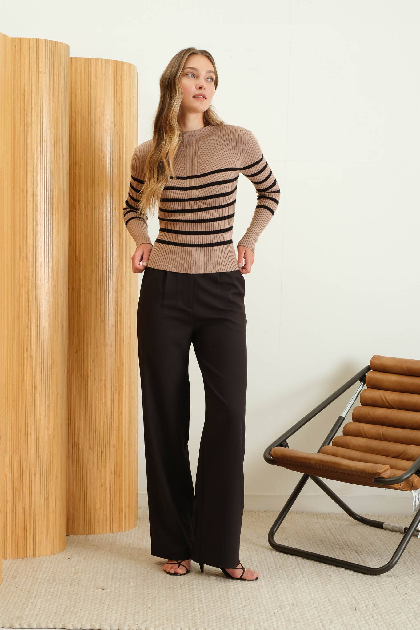 Williamsburg Mock Neck Striped Top