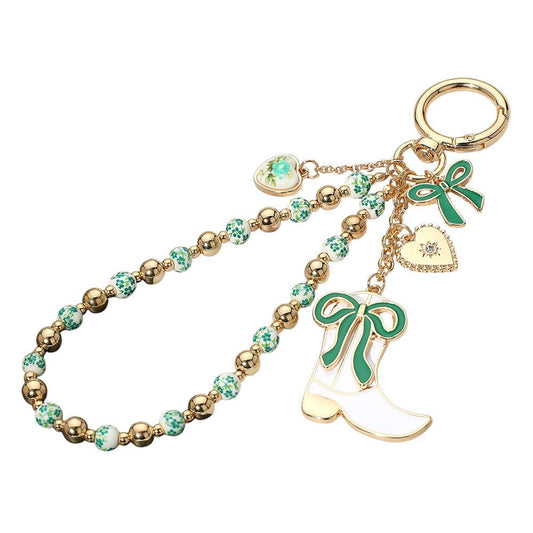 Western Boot Charm Keychain Wristlet