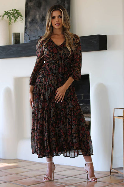 Teresa Floral Bird Maxi Dress