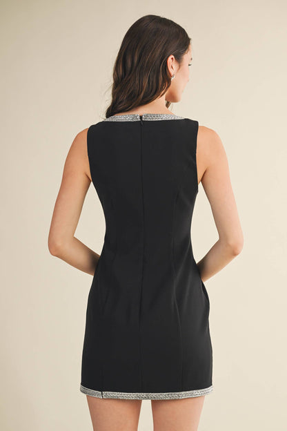 Lenora Square Neck Black Mini Dress