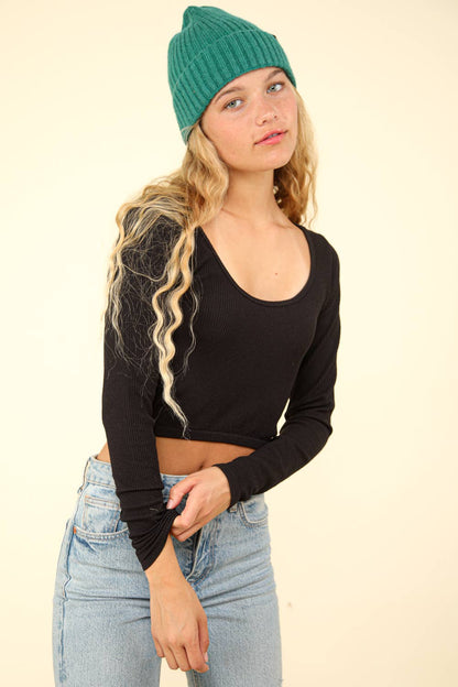 Central Ribbed Long Sleeve Crop