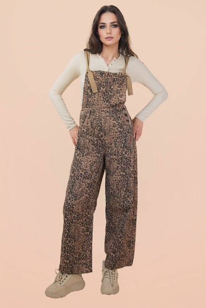 Very Leopard Barrel Overalls