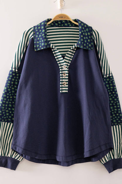 Meredith Floral & Stripe Rugby Top