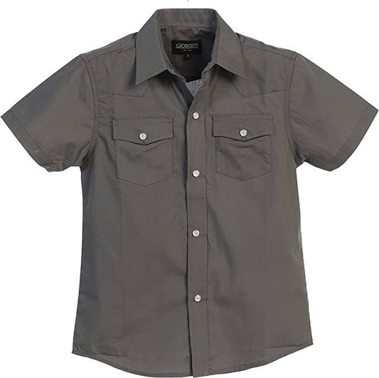Boys Ramsey Pearl Snap Charcoal Western Shirt