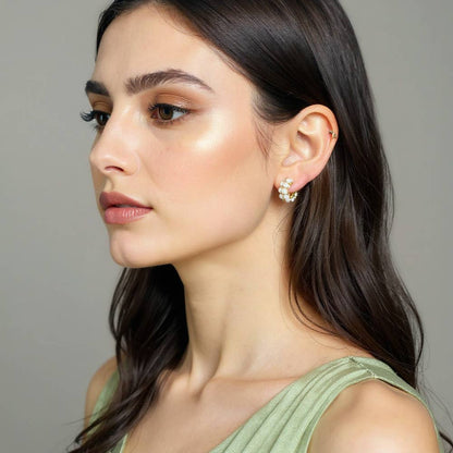 Suzie Pearl Cluster Mini Hoops