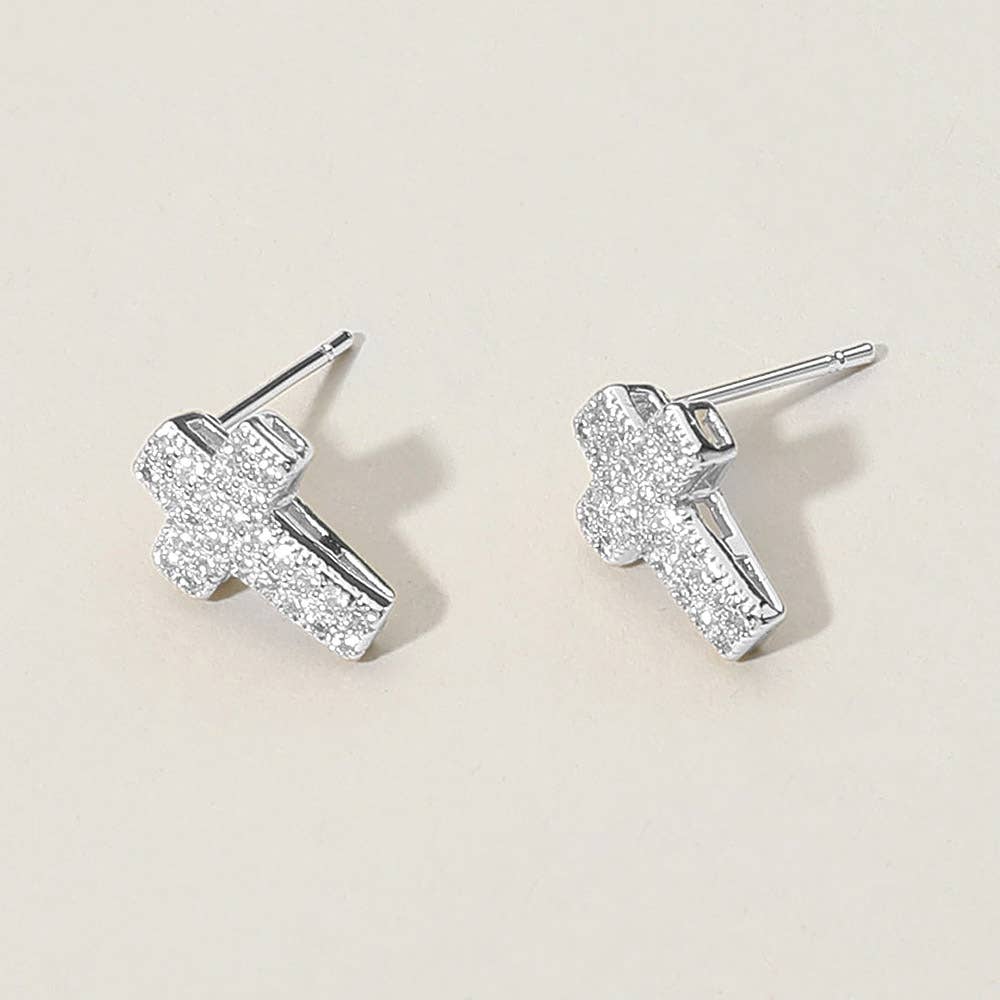 Darla Crystal Cross Stud Earrings