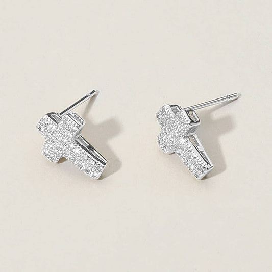 Darla Crystal Cross Stud Earrings