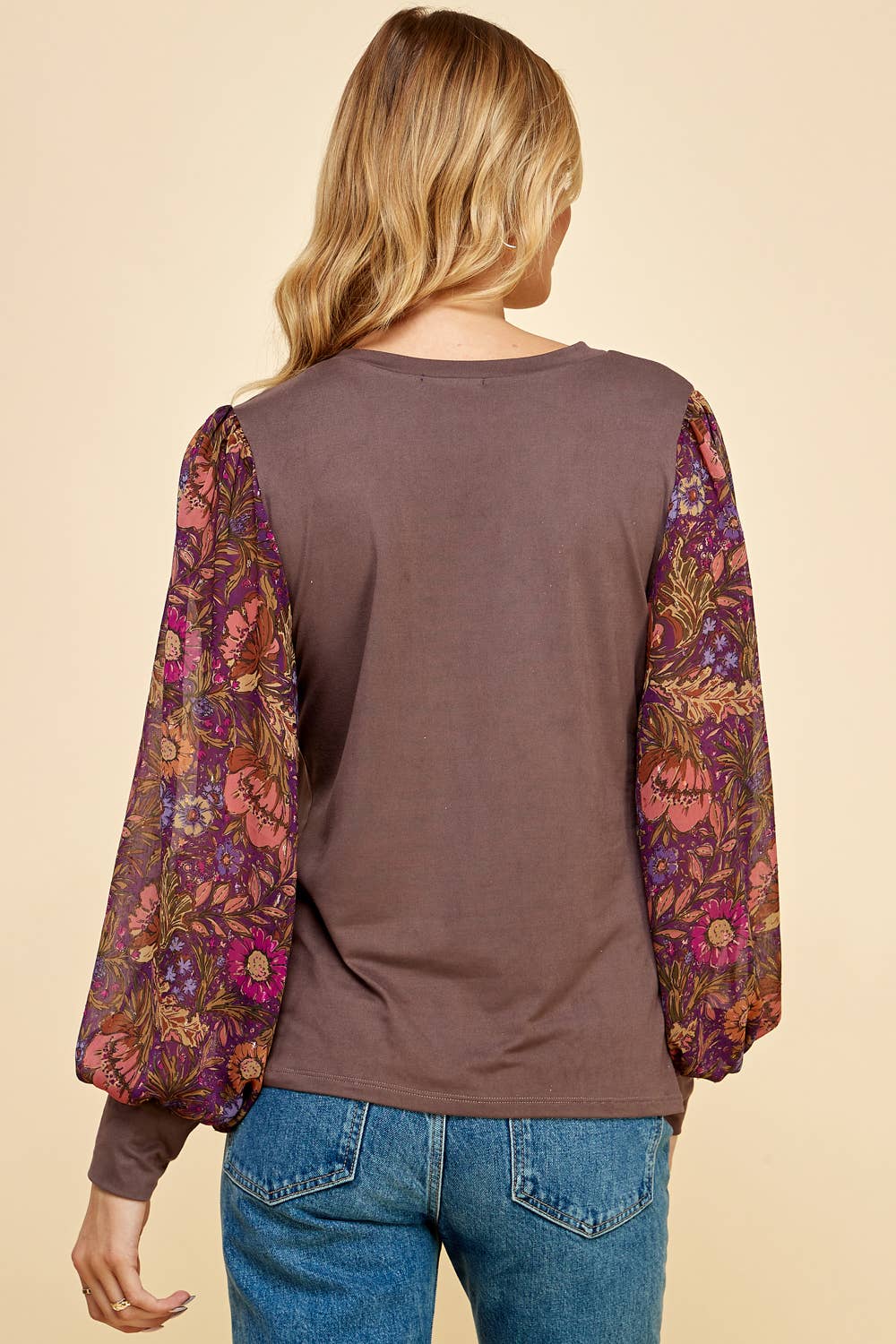 Pamela Plum Floral Sleeved Blouse