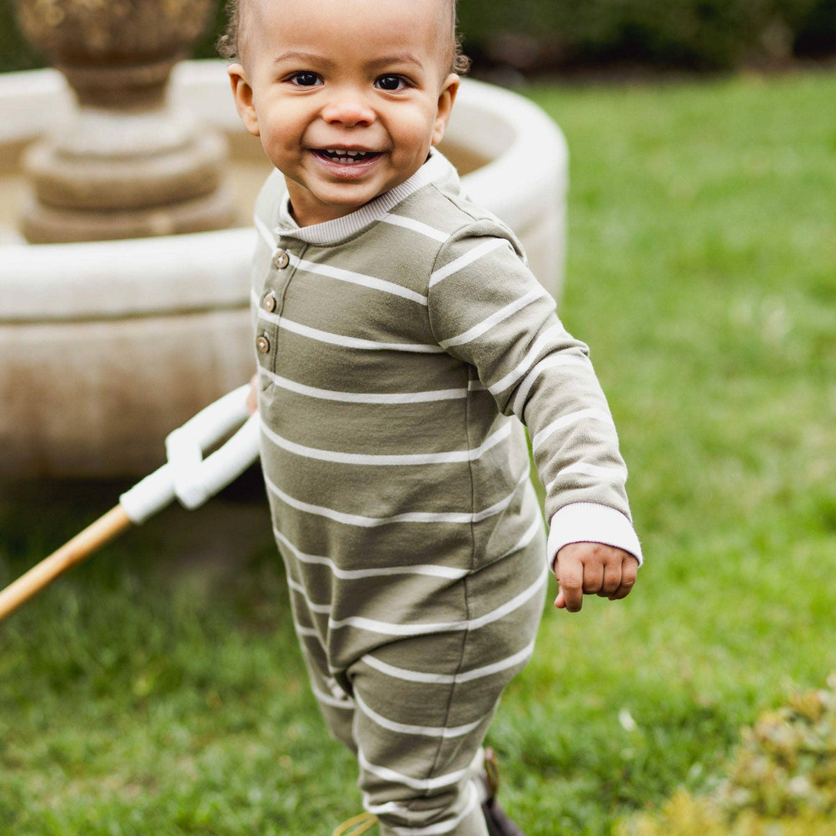 Baby Boys Burt's Bees Striped Henley Jumper