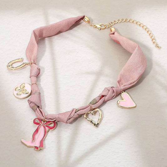 Jolene Scarf Western Charm Pink Necklace