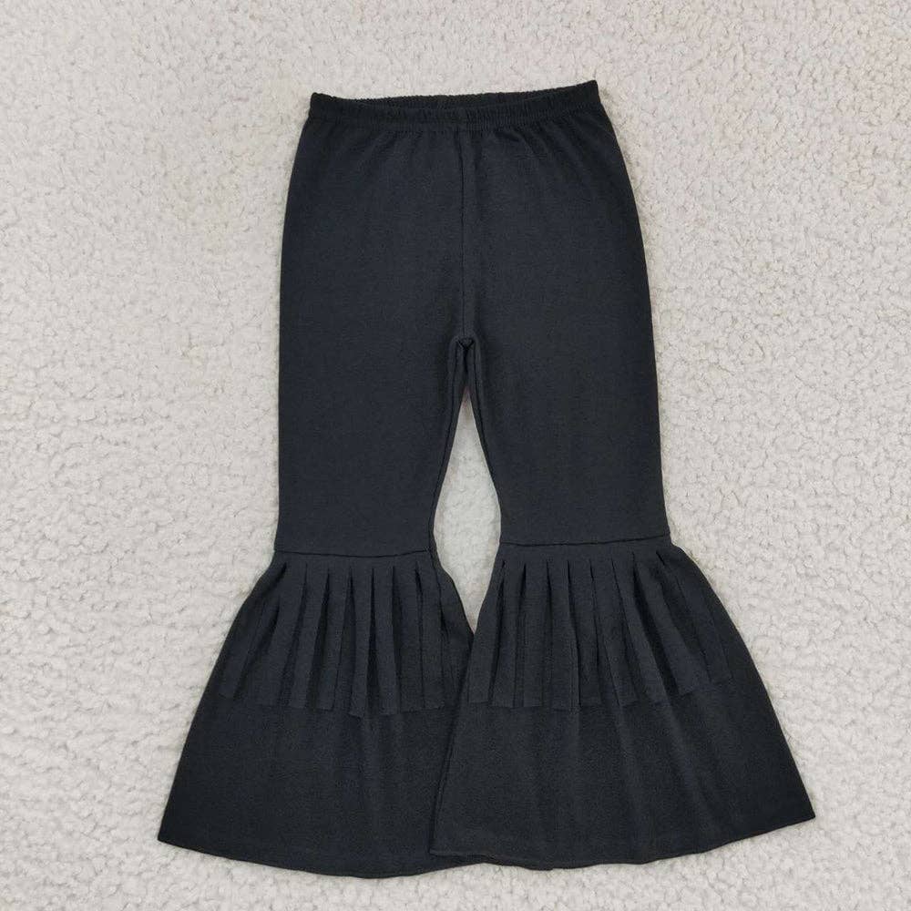 Girls Fringe Black Bell Bottoms