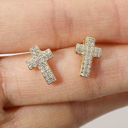 Darla Crystal Cross Stud Earrings