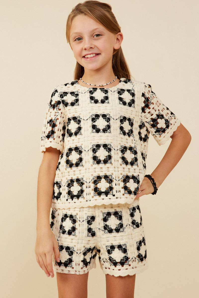 Girls Quilted Crochet Top